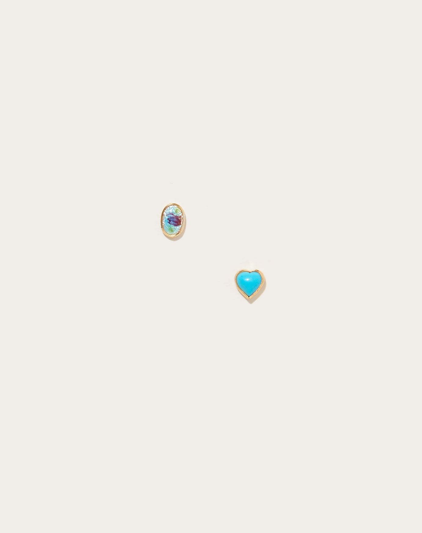 Grainne Morton Mismatched Enamel and Turquoise Studs
