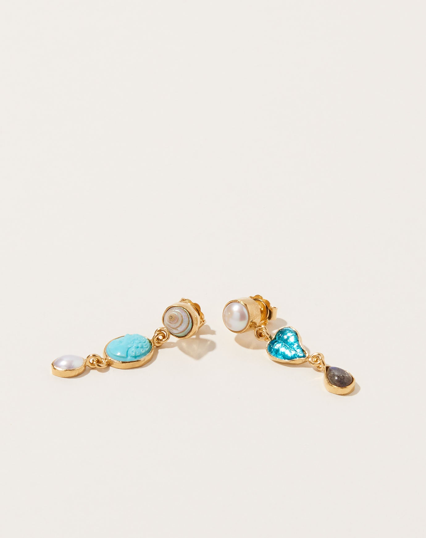 Grainne Morton Turquoise Three Charm Moving Drop Earrings