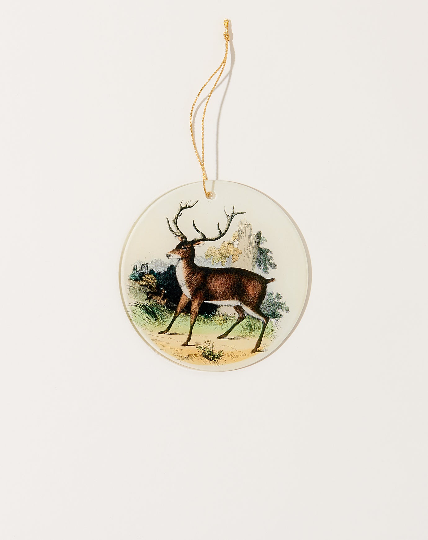 John Derian Red Deer Round Ornament