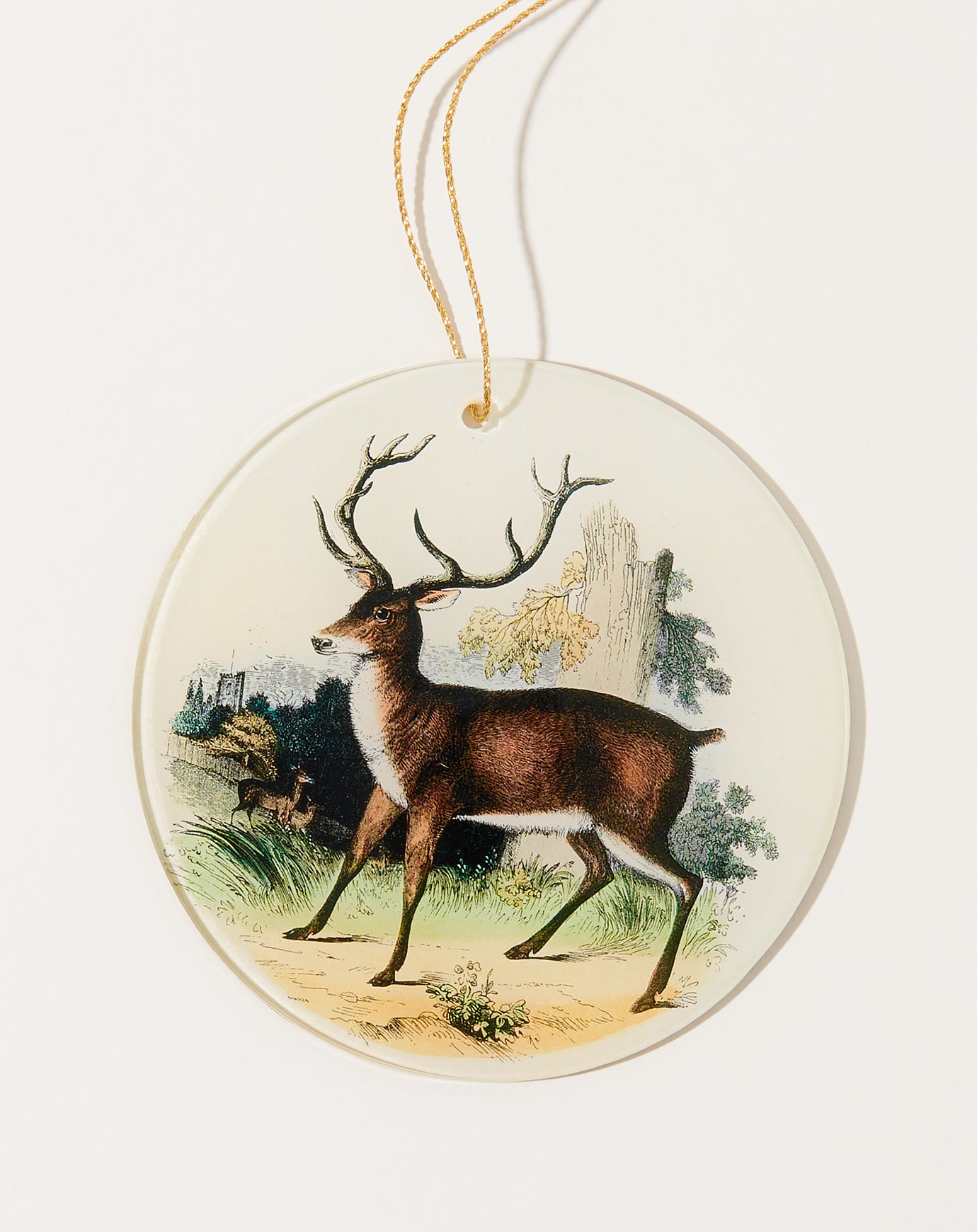 John Derian Red Deer Round Ornament