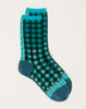 Kapital 144 Yarns Gingham Check See-Through Socks in Turquoise