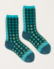 Kapital 144 Yarns Gingham Check See-Through Socks in Turquoise