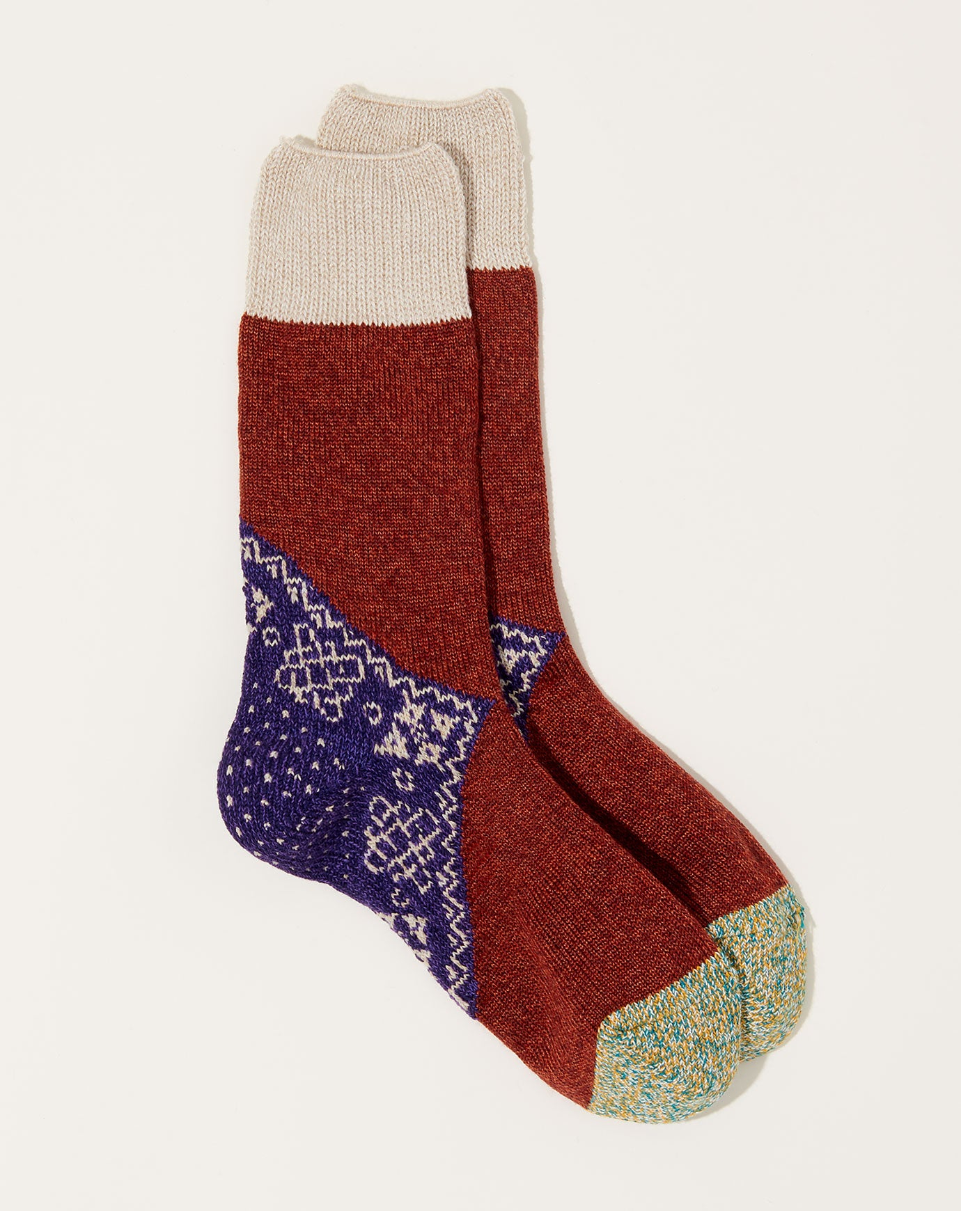 Kapital 96 Yarns Wool Heel Bandana Socks in Purple