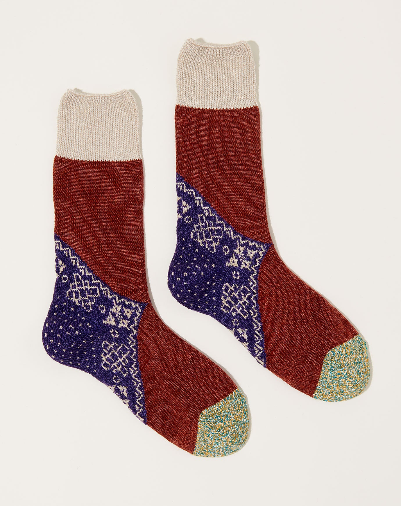 Kapital 96 Yarns Wool Heel Bandana Socks in Purple