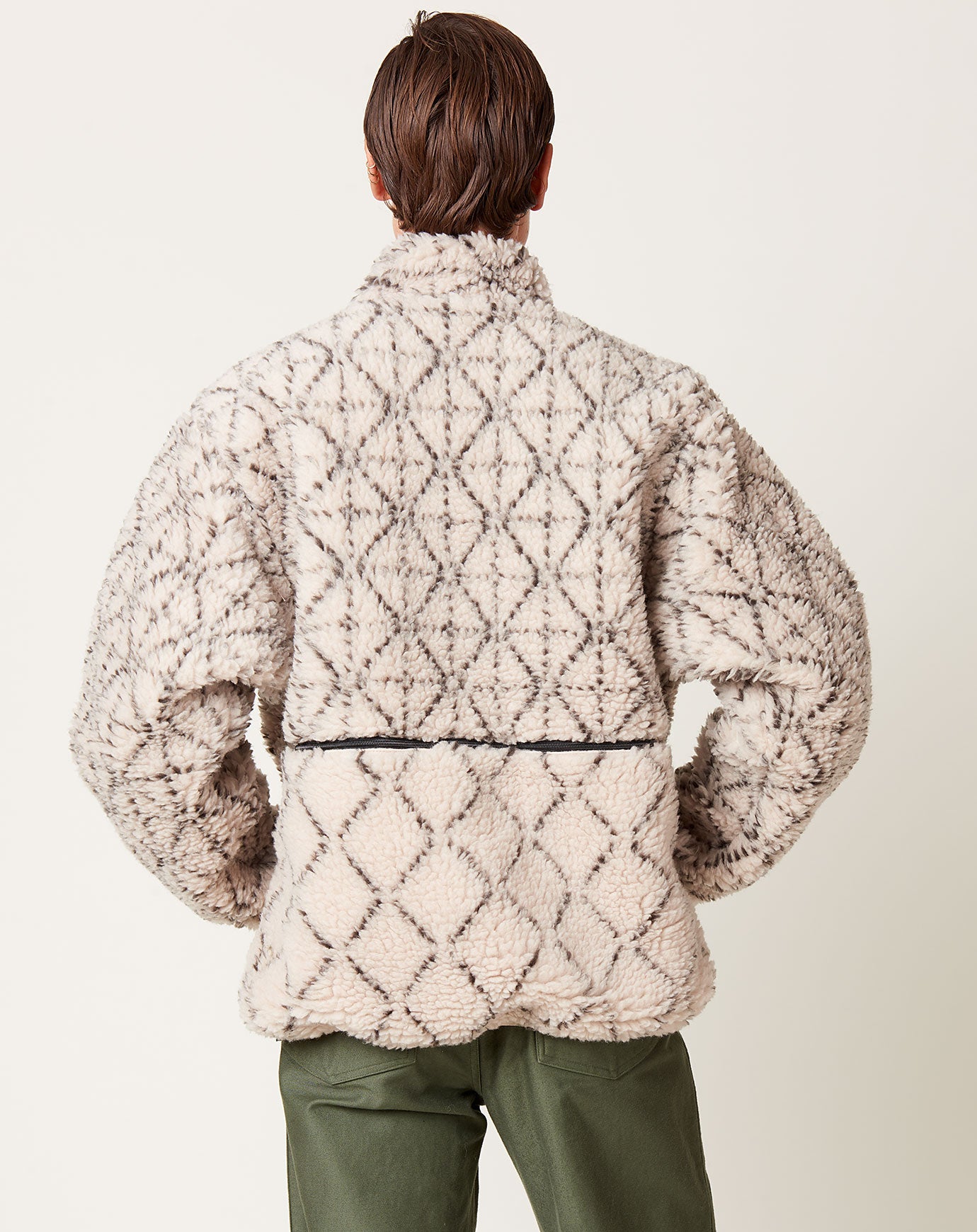 Sashiko Boa Reversible Printed Fleece and Shell Jacket