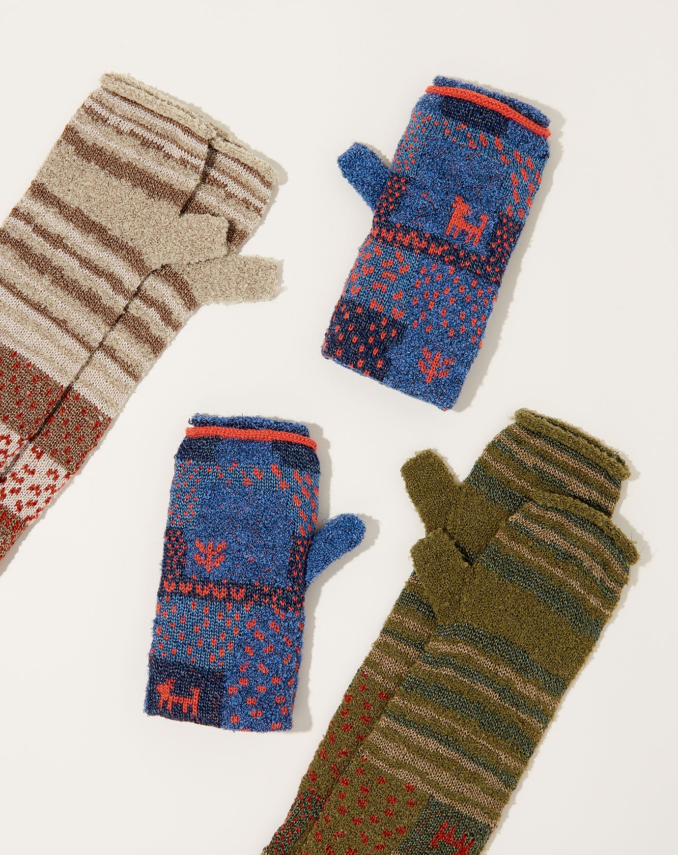 Kapital Gabeh Patchwork 2Ways Mittens in Khaki