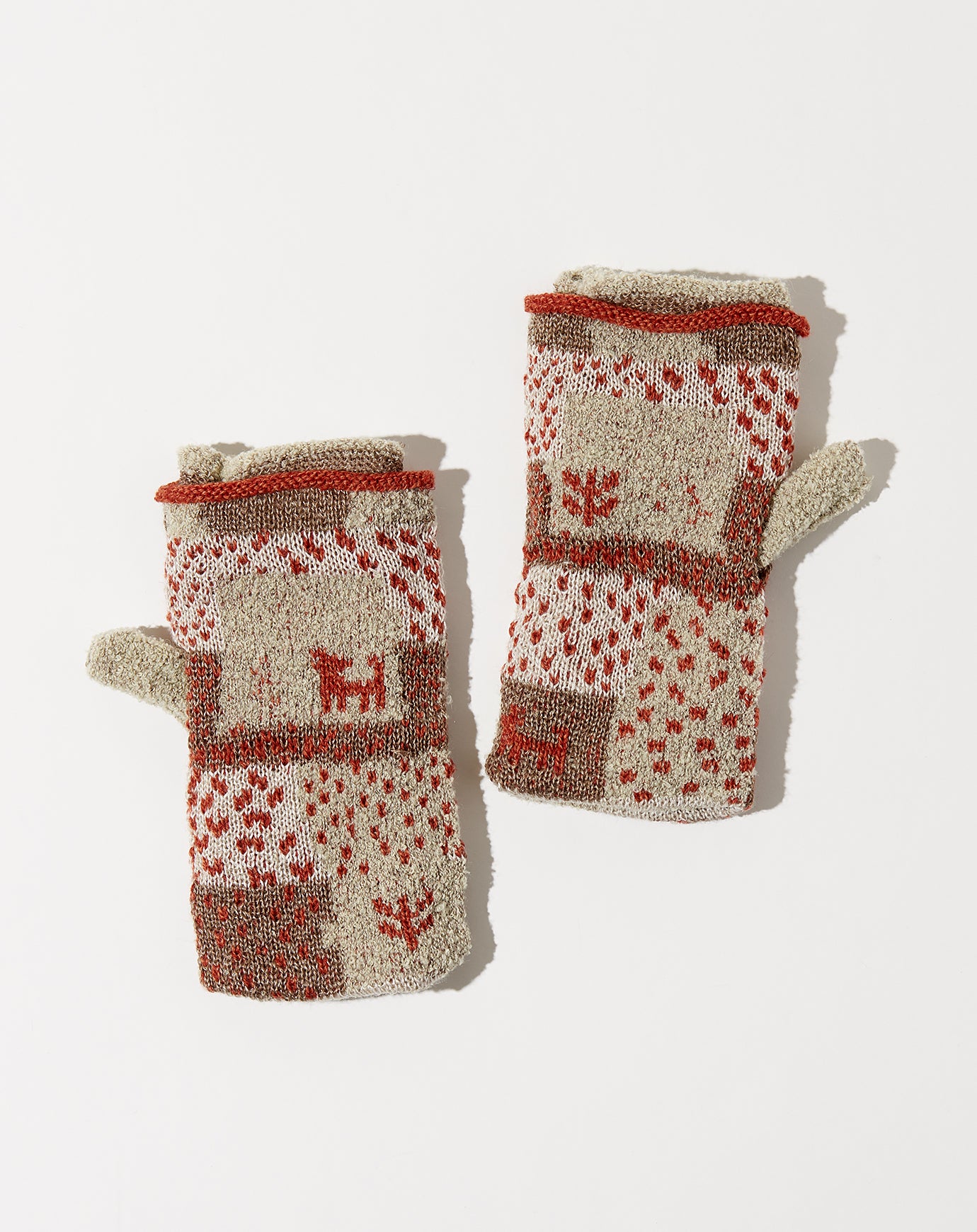 Kapital Gabeh Patchwork 2Ways Mittens in Ecru