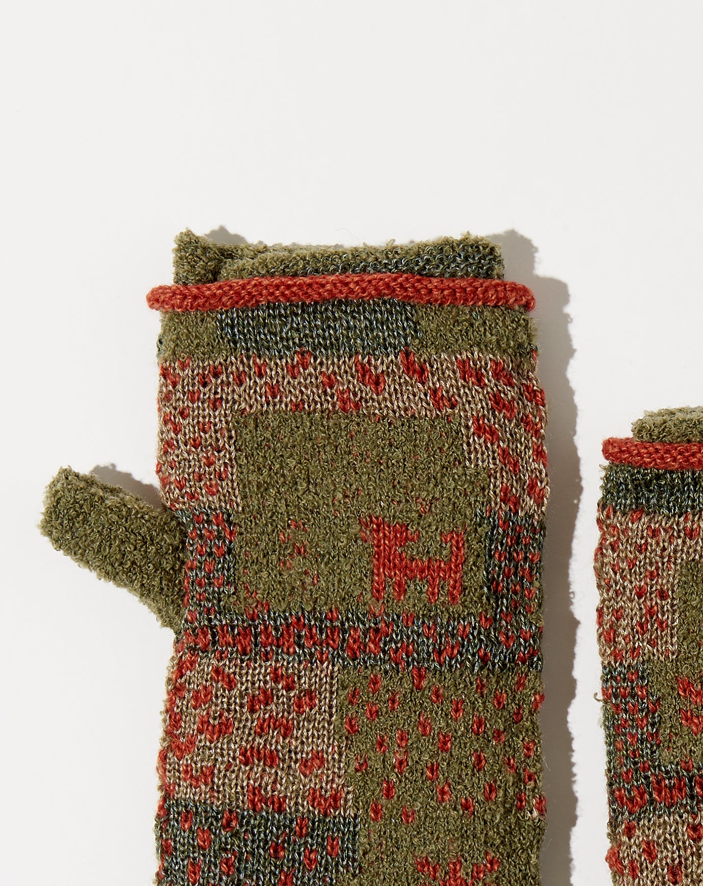 Kapital Gabeh Patchwork 2Ways Mittens in Khaki