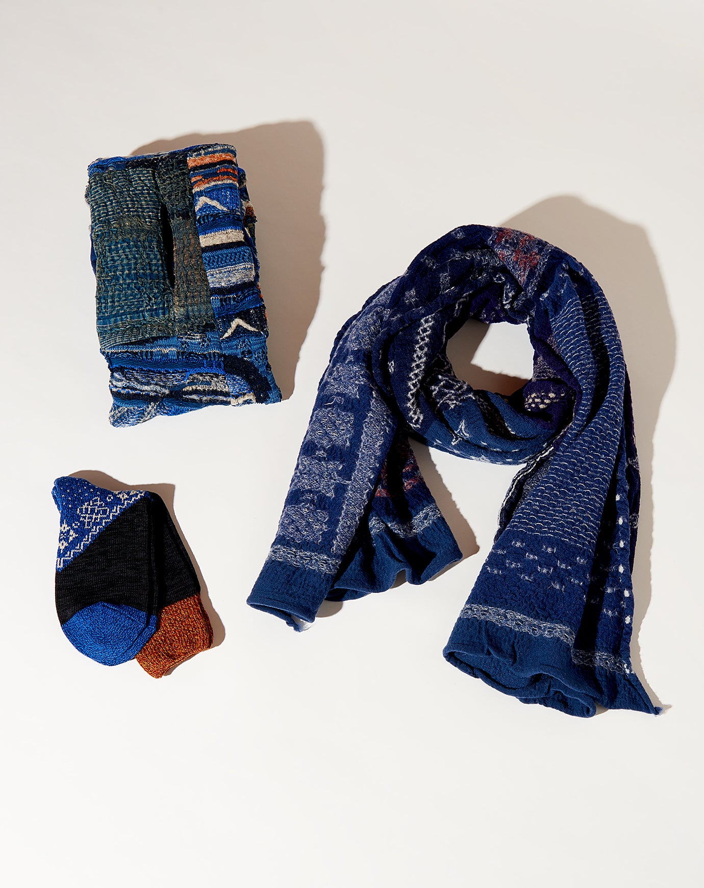 Kapital Bandana Patchwork Scarf in Navy