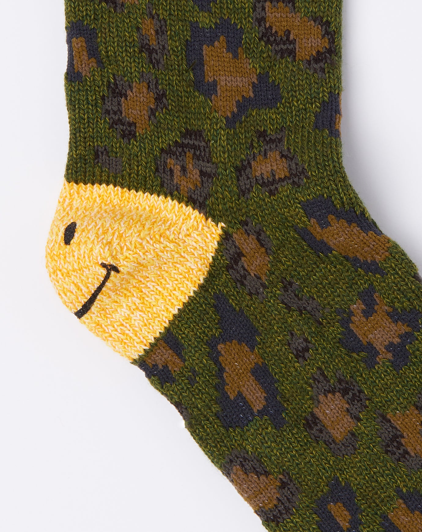 Leopard Smilie Socks - Green | KAPITAL | Peggs & Son.