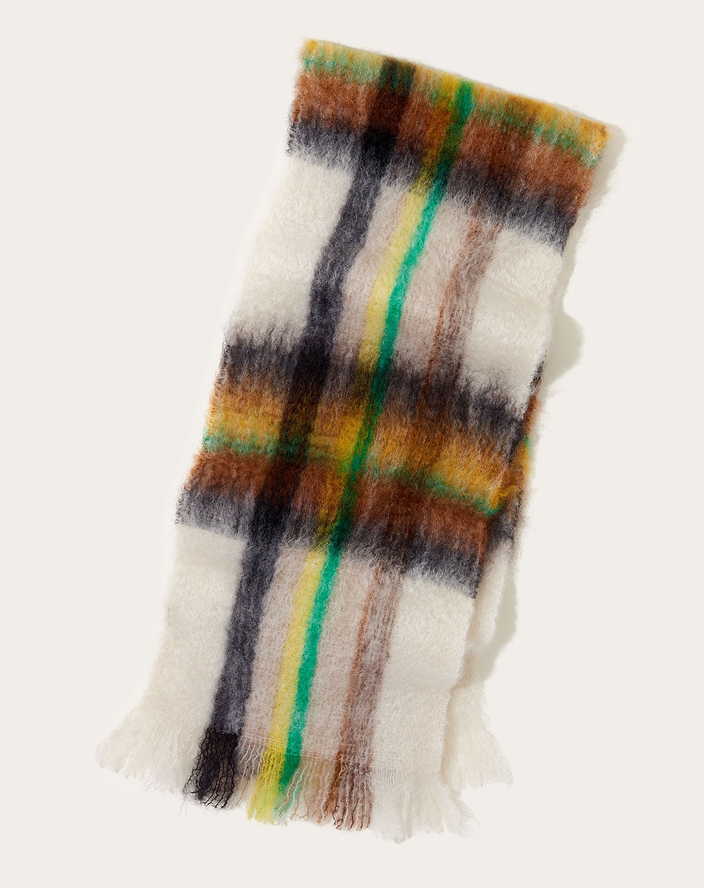 Mantas Ezcaray Bufanda Mohair Tartan Scarf in White