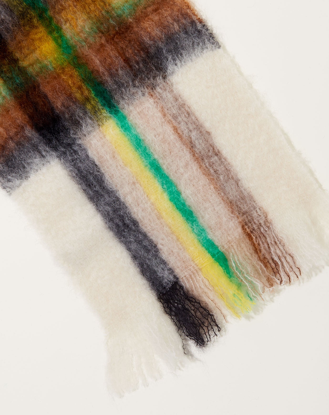 Mantas Ezcaray Bufanda Mohair Tartan Scarf in White