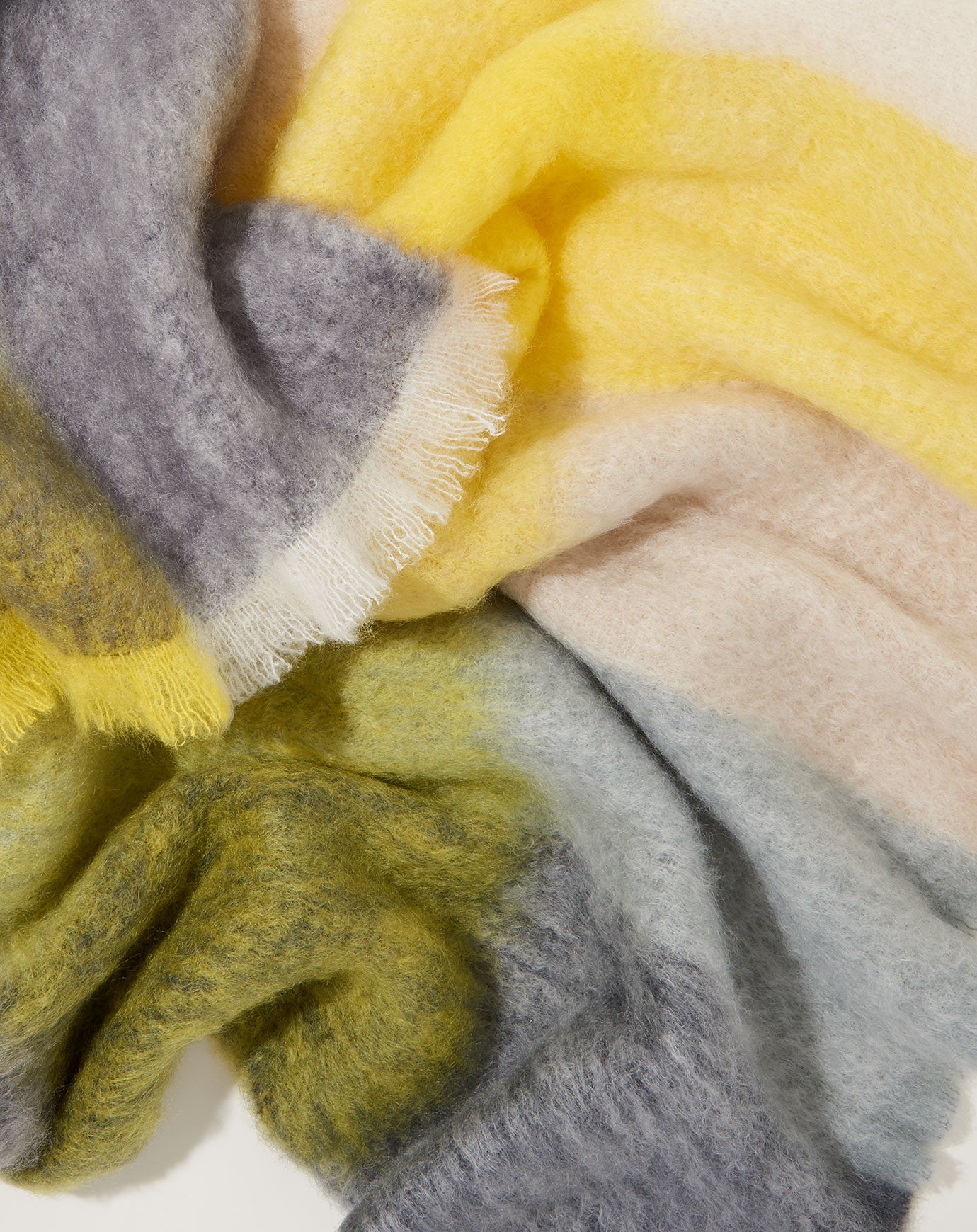 Mantas Ezcaray Mohair Cuadros Blanket in Lemon Grey