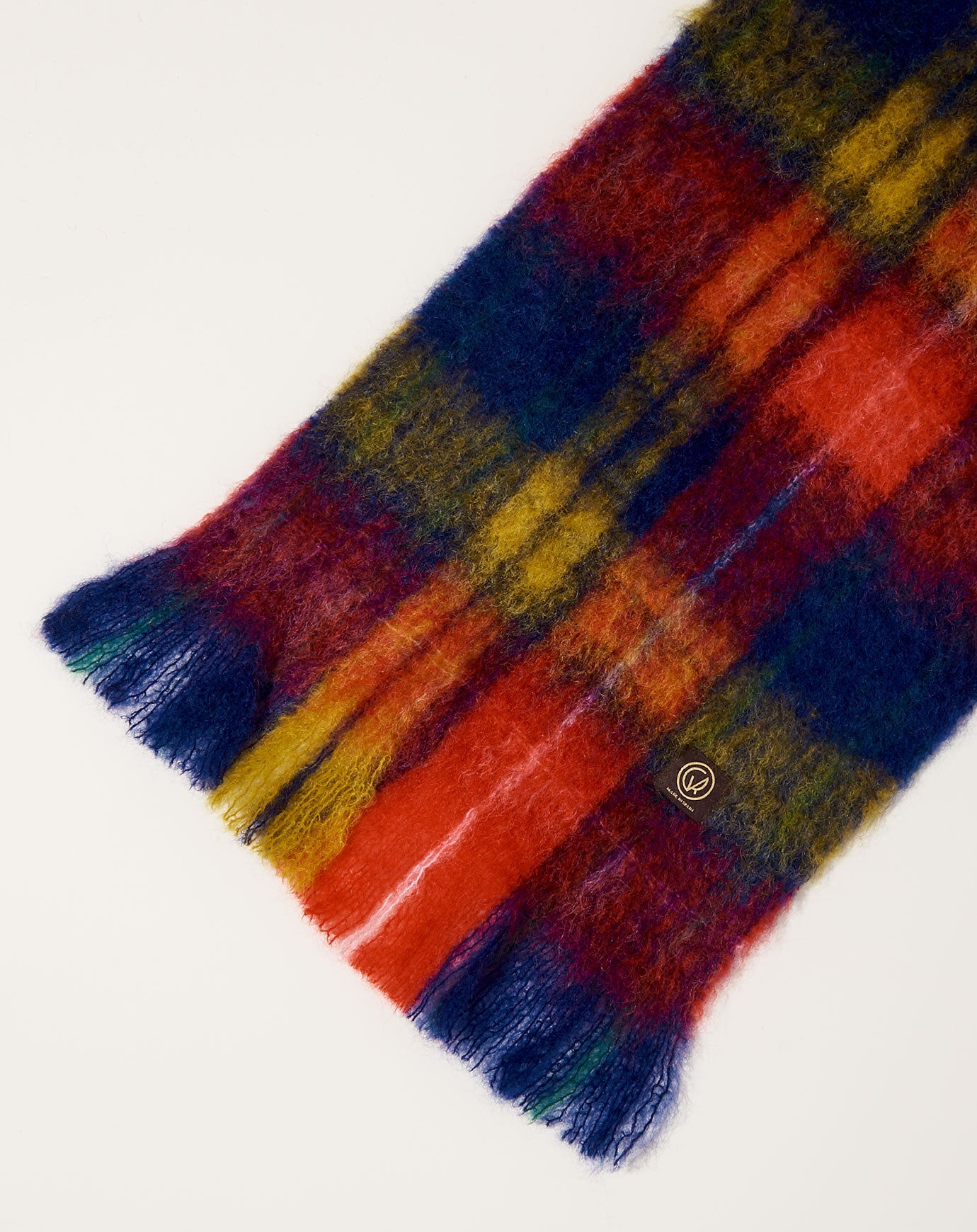 Mantas Ezcaray Mohair Tartan Scarf in Navy