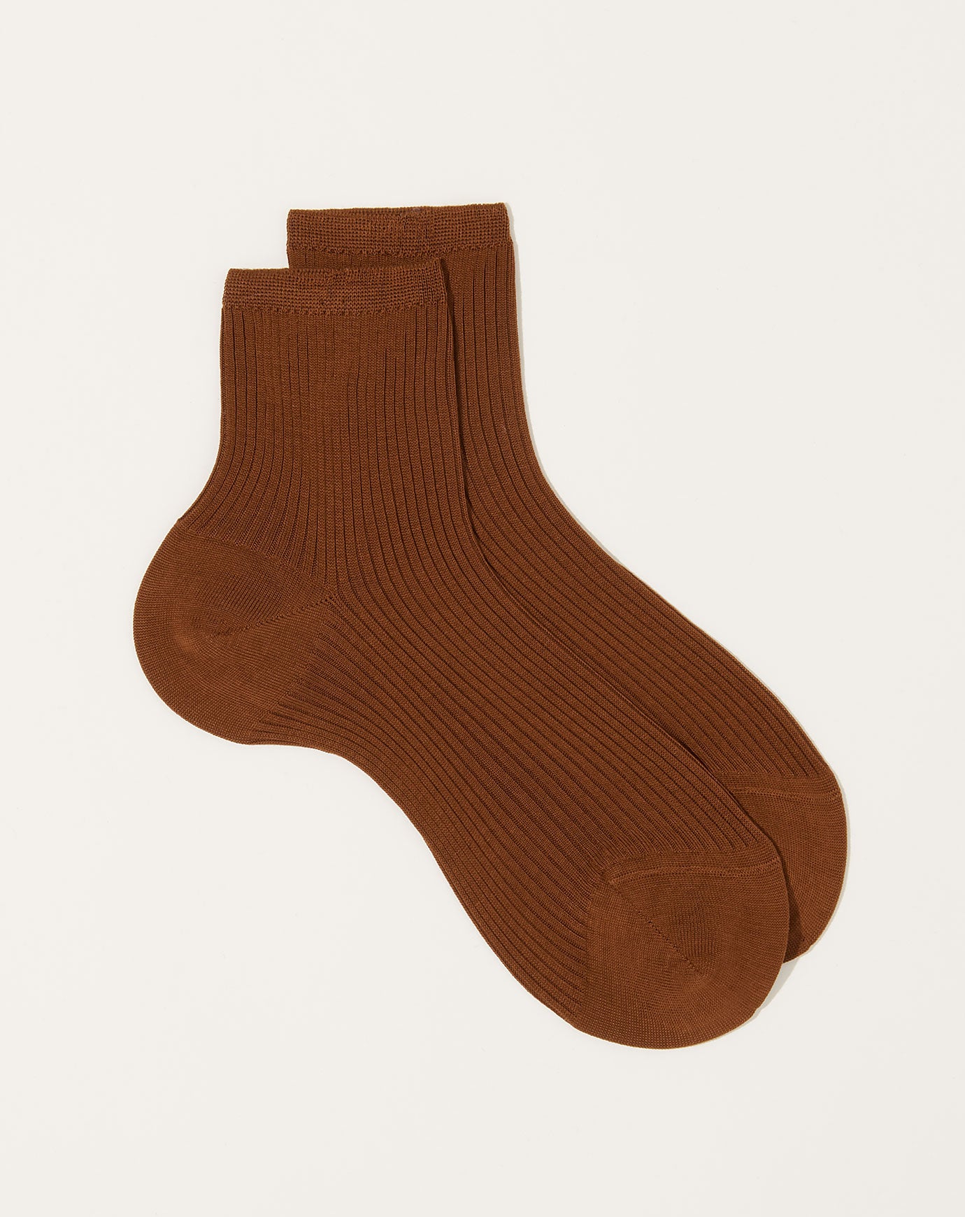Maria La Rosa Ribbed Cotton Socks in Brown