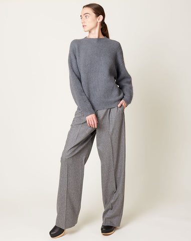 High Waisted Pleat Front Pant in Grey