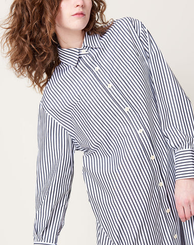 Oversized Shirt Dress in Black & White Stripe