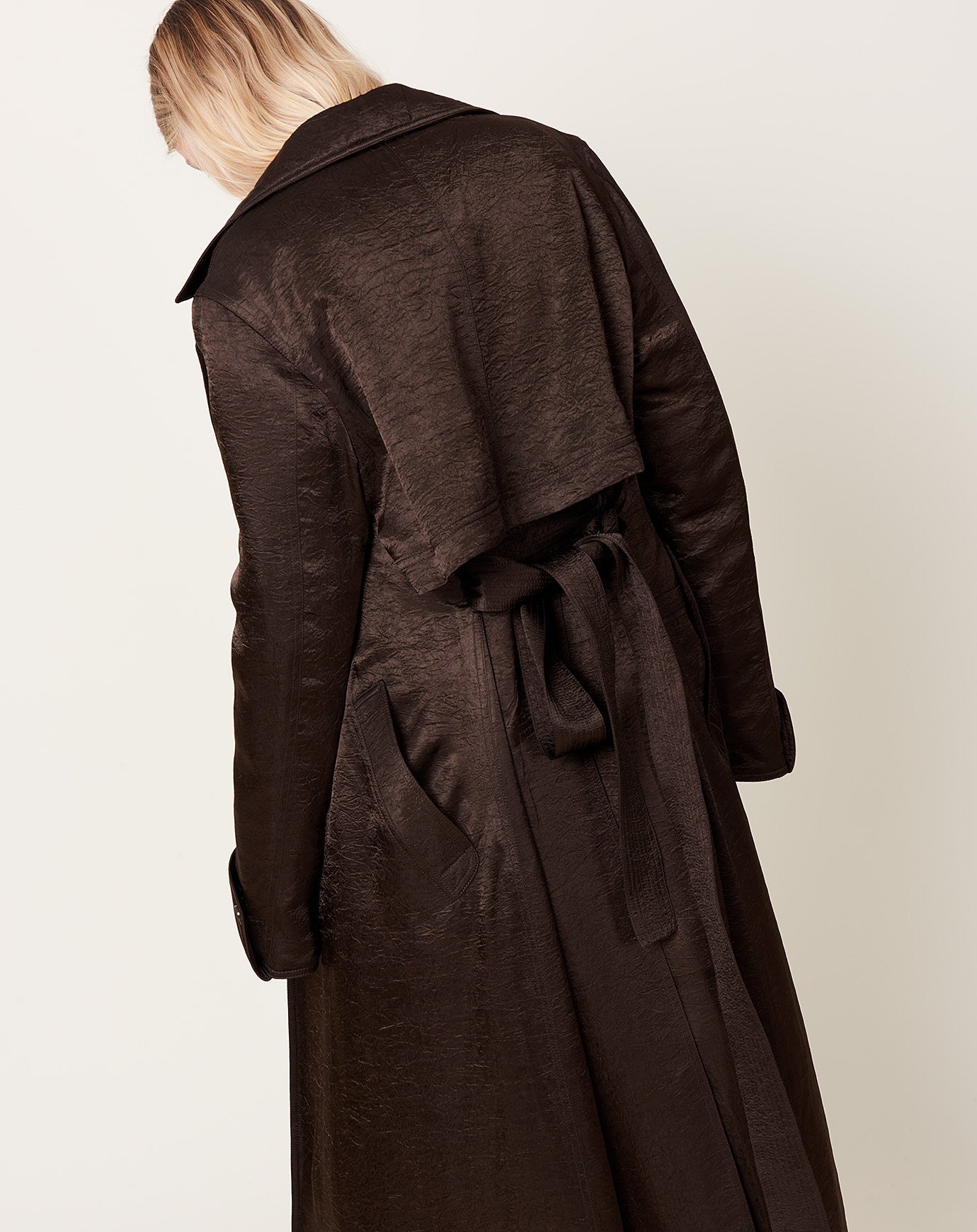Maria McManus Quilted Trench Coat in Chocolate