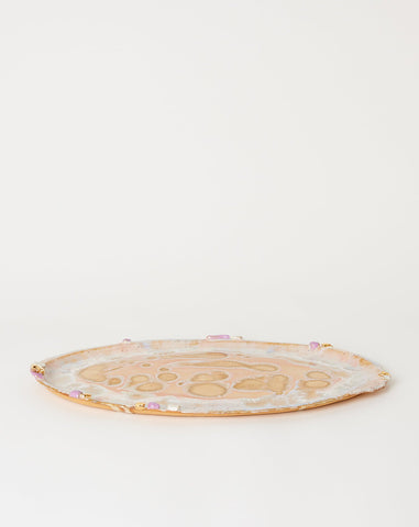 X-Large Ambrosia Oval Platter with Lilac Crust in Beach
