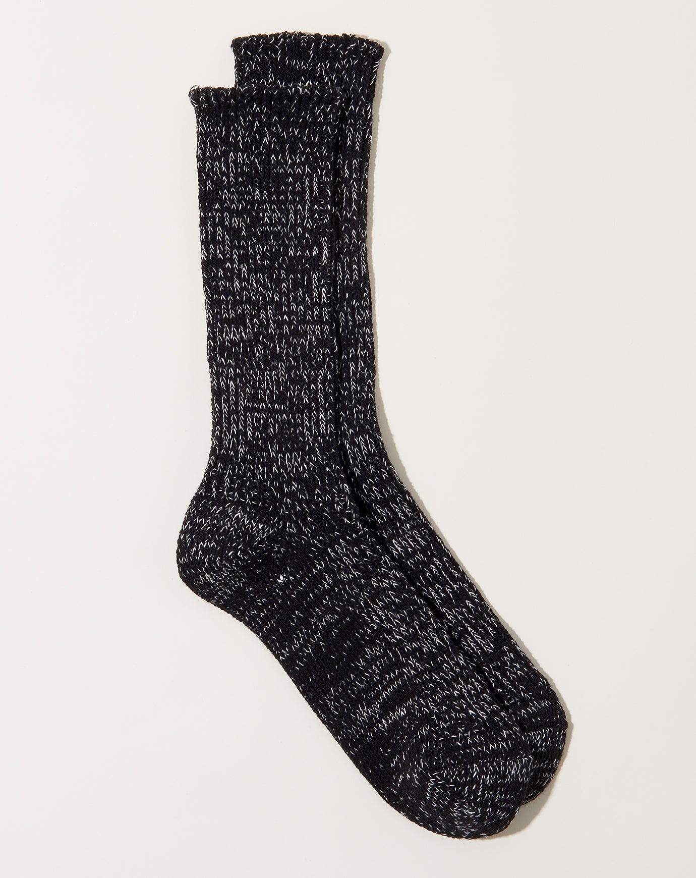 Nishiguchi Kutsushita Hemp Cotton Ribbed Socks in Black