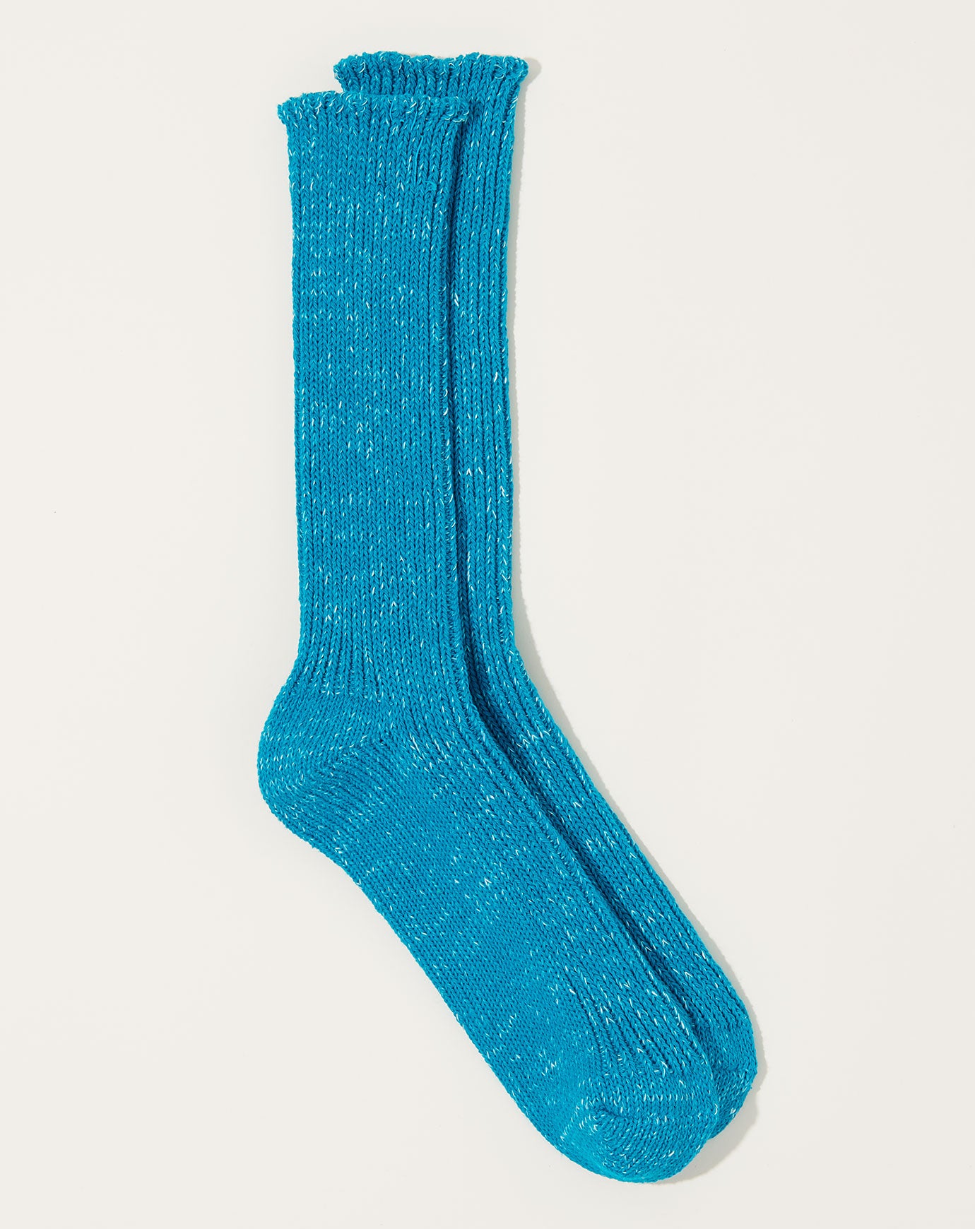 Nishiguchi Kutsushita Hemp Cotton Ribbed Socks in Ocean Blue