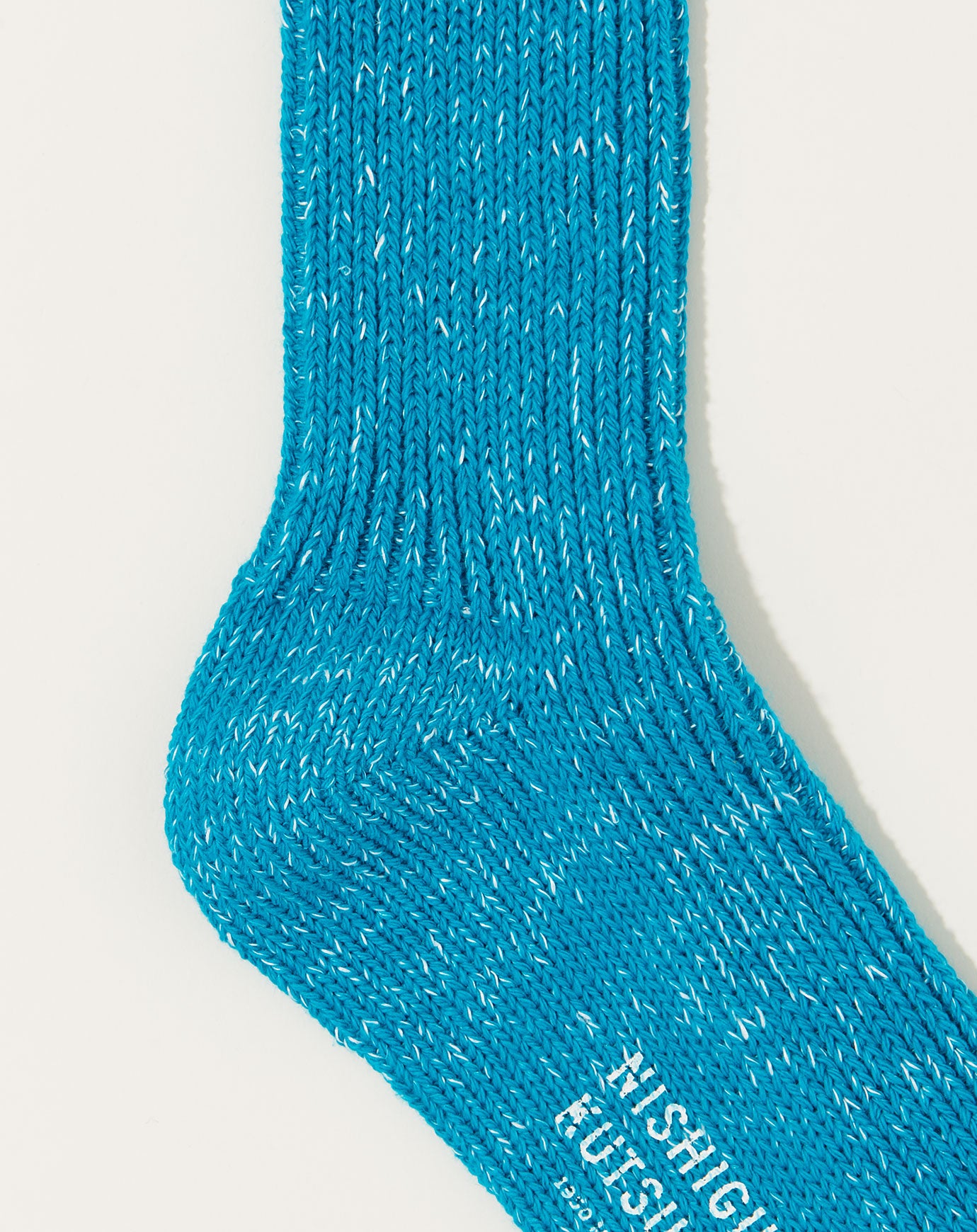 Nishiguchi Kutsushita Hemp Cotton Ribbed Socks in Ocean Blue