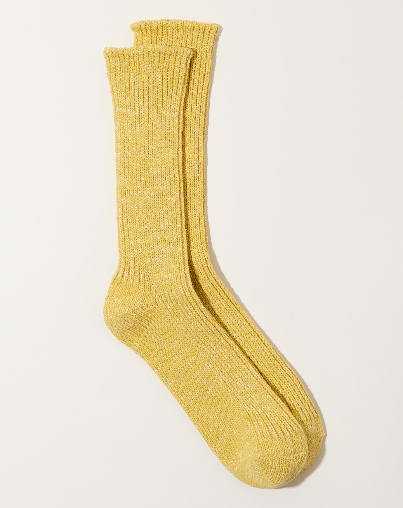 Nishiguchi Kutsushita Hemp Cotton Ribbed Socks in Vintage Yellow