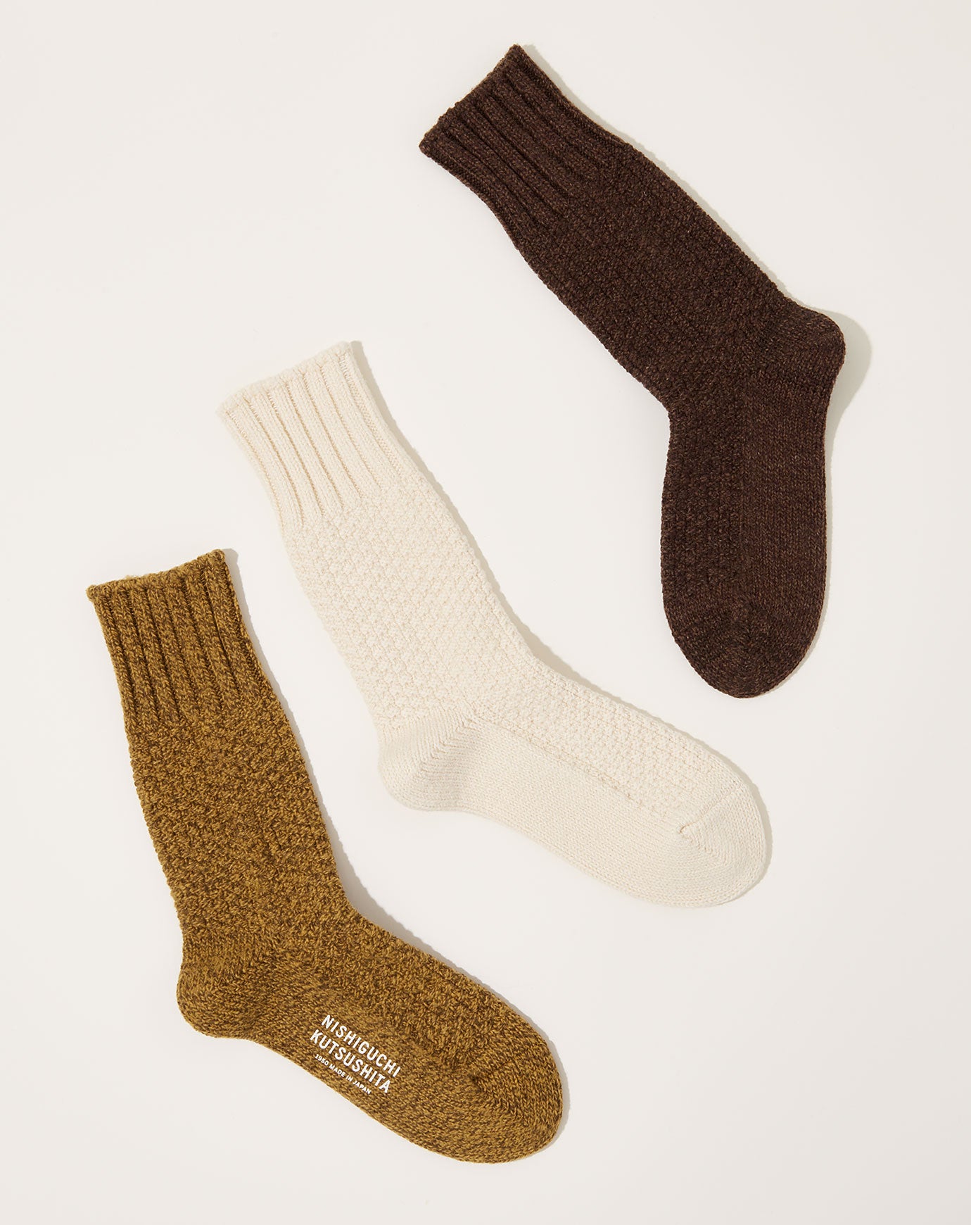 Nishiguchi Kutsushita Wool Cotton Boot Socks in Mocha Brown