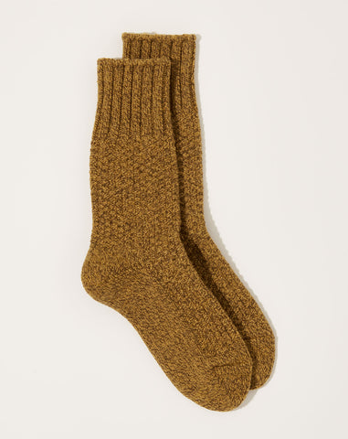 Wool Cotton Boot Socks in Mustard