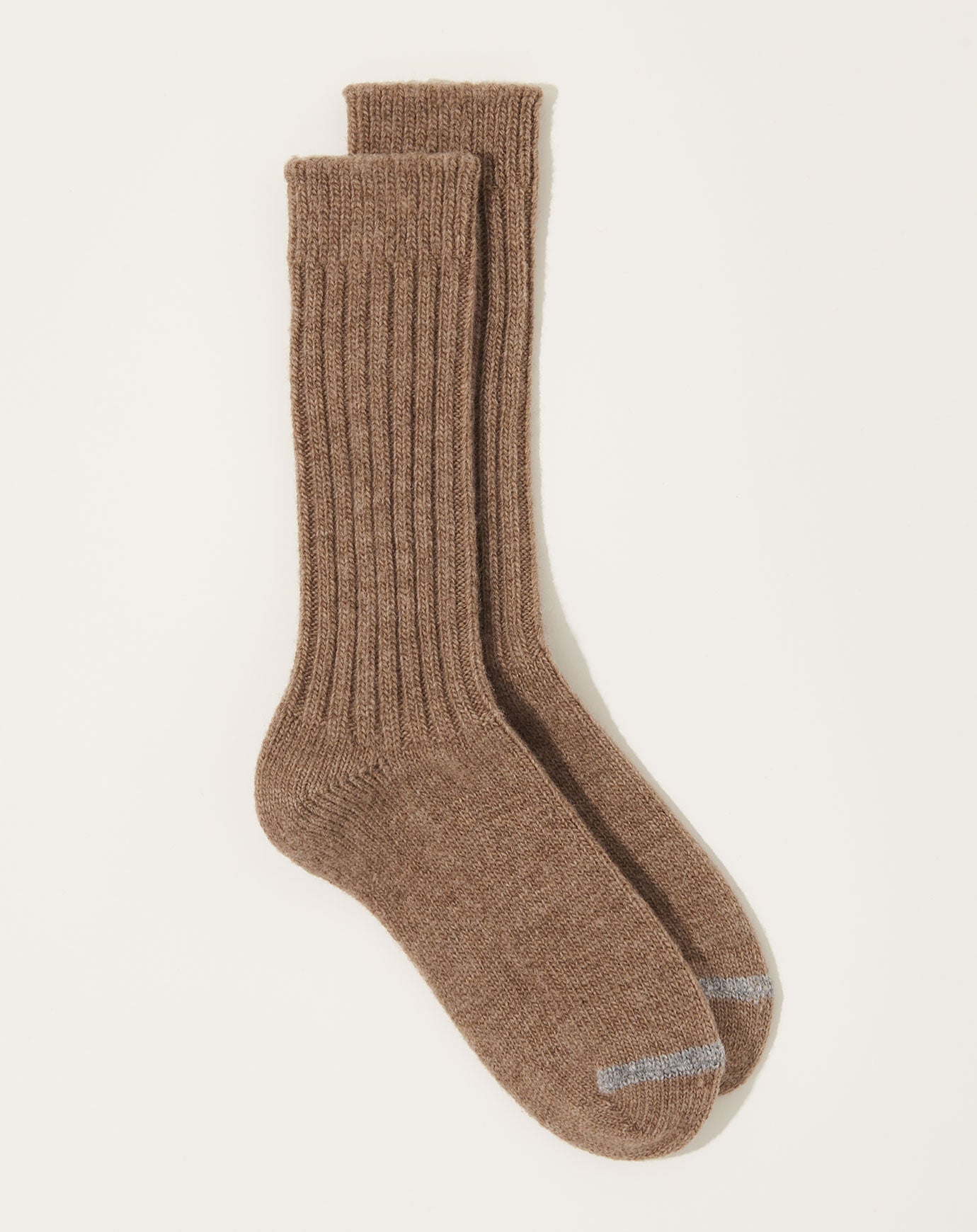 Nishiguchi Kutsushita Wool Ribbed Socks in Beige