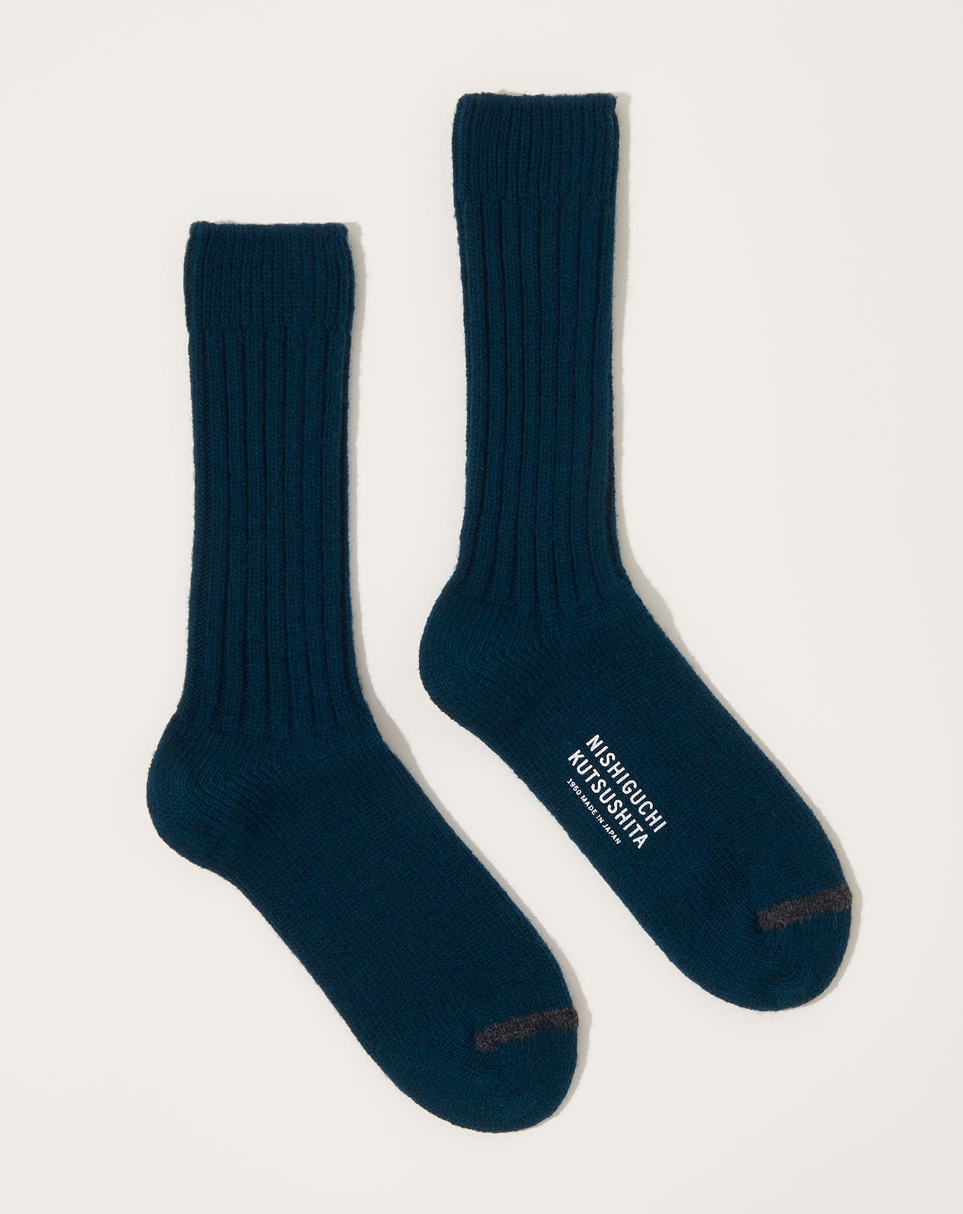 Nishiguchi Kutsushita Wool Ribbed Socks in Viridian