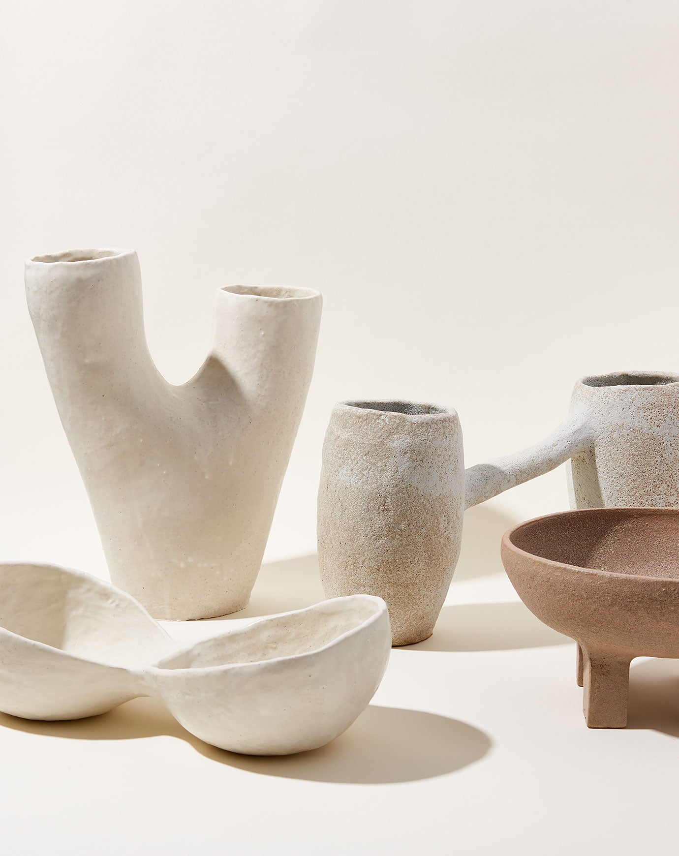Nur Ceramics Nabra Double Bowl in Matte White