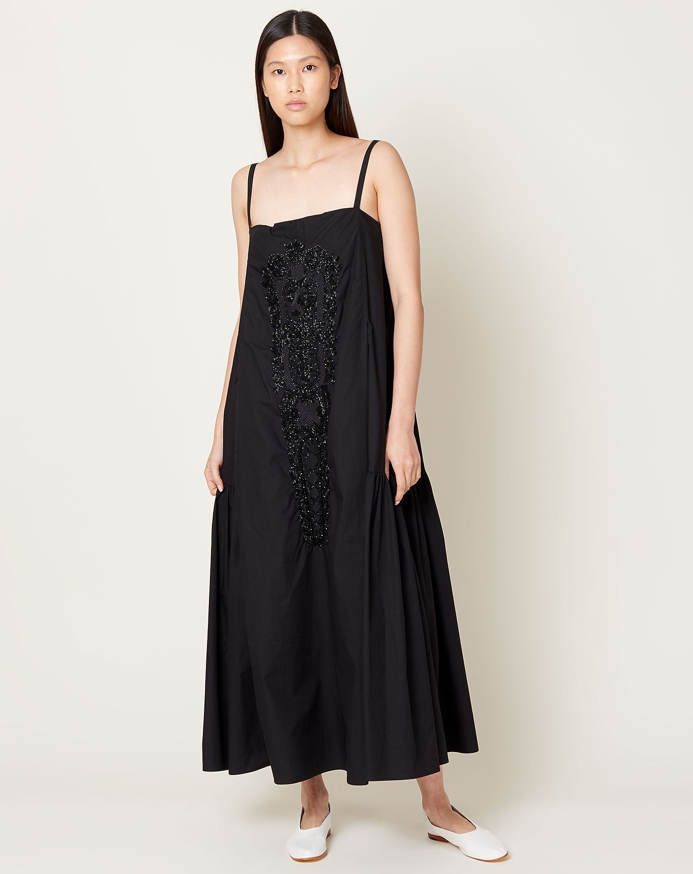 Rachel Comey Markle Dress in Black Beaded Poplin