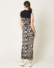 Raquel Allegra Column Dress in Black Check Tie Dye