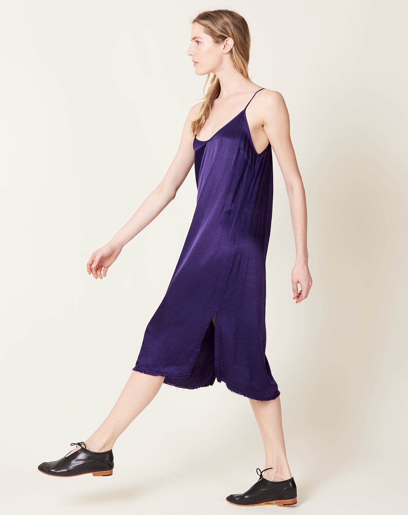 Raquel Allegra Eve Slip Dress in Bright Violet