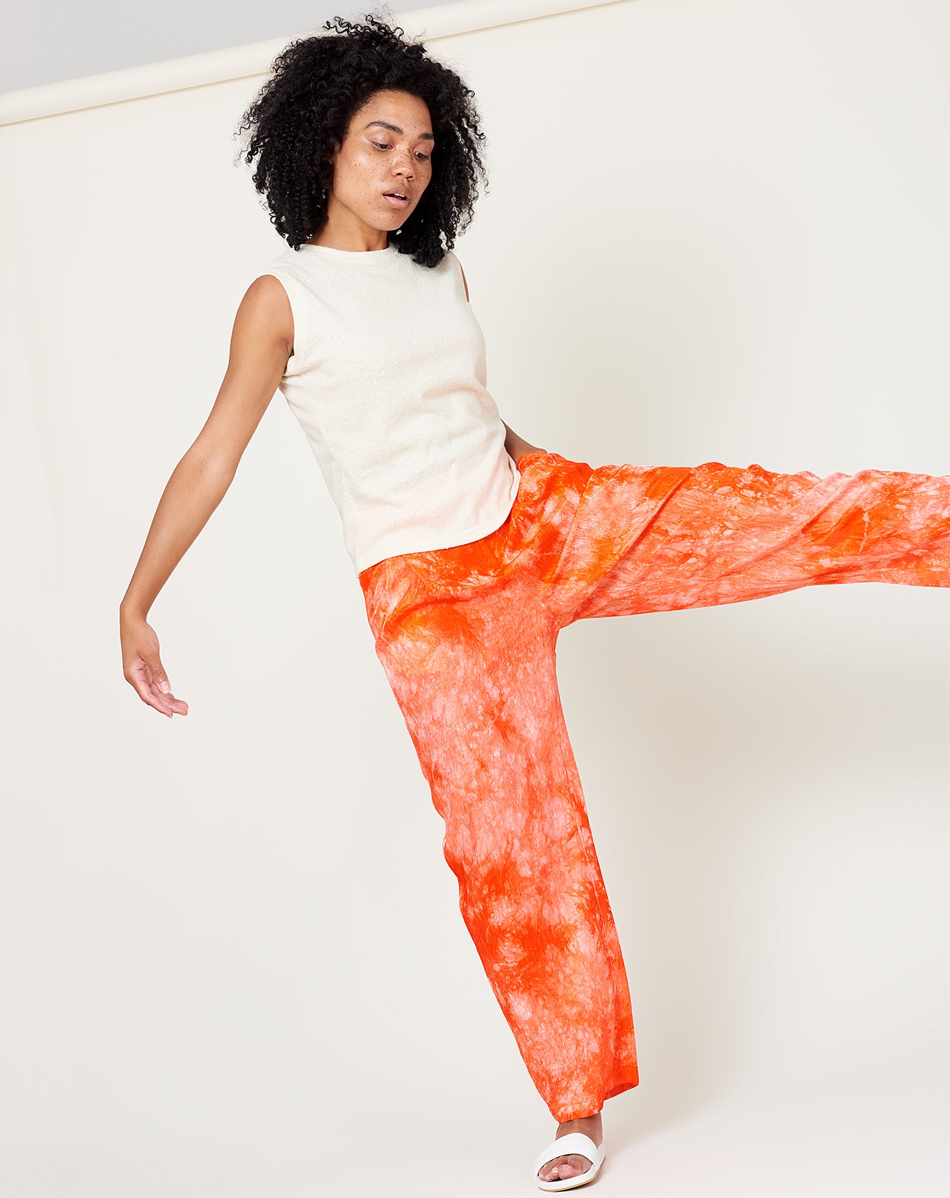 Raquel Allegra Pleated Pant in Red Tie Dye