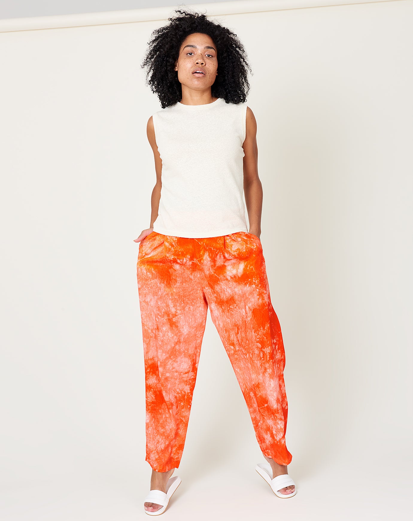 Raquel Allegra Pleated Pant in Red Tie Dye
