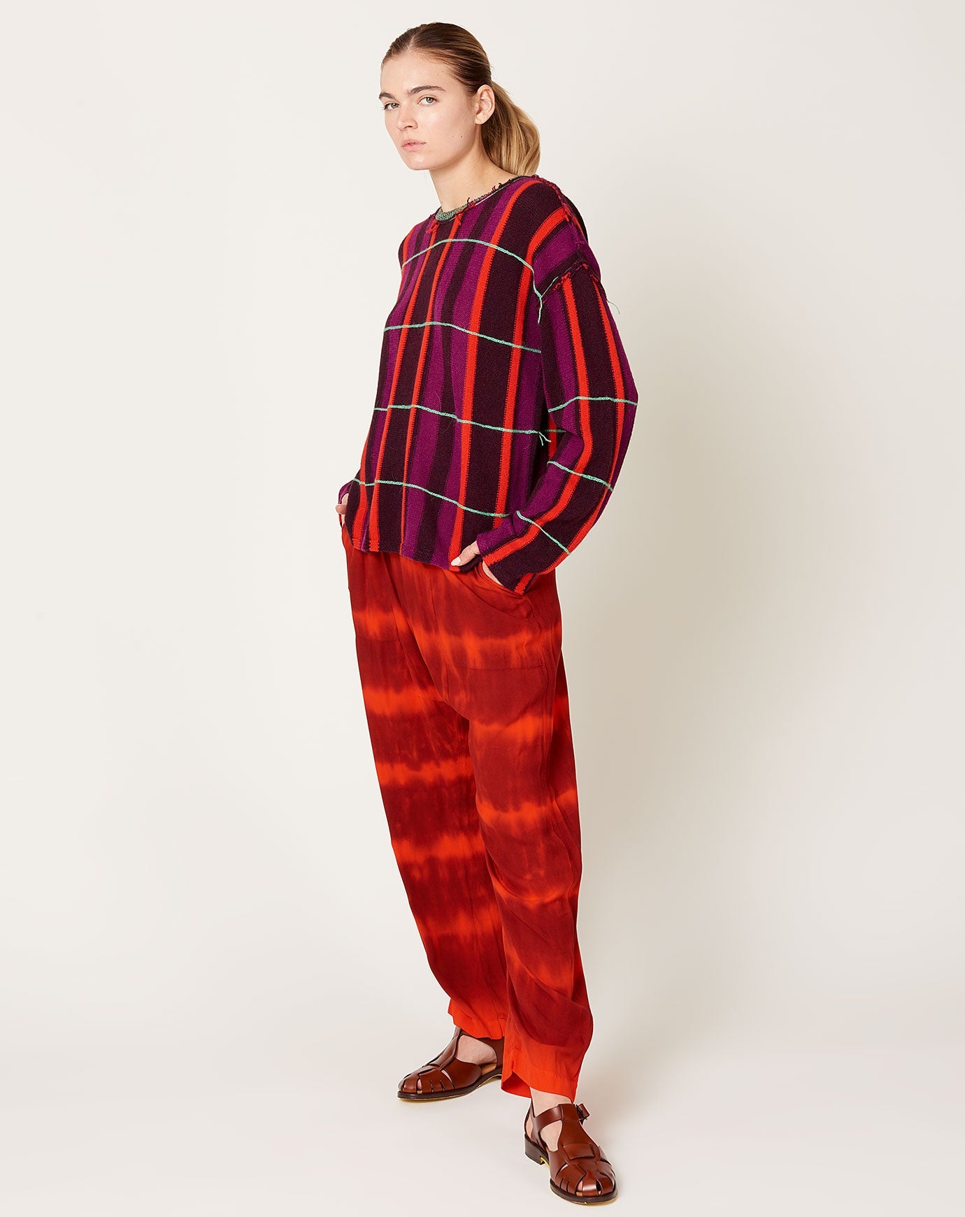 Sunday Pant in Fire and Stripes Tie Dye