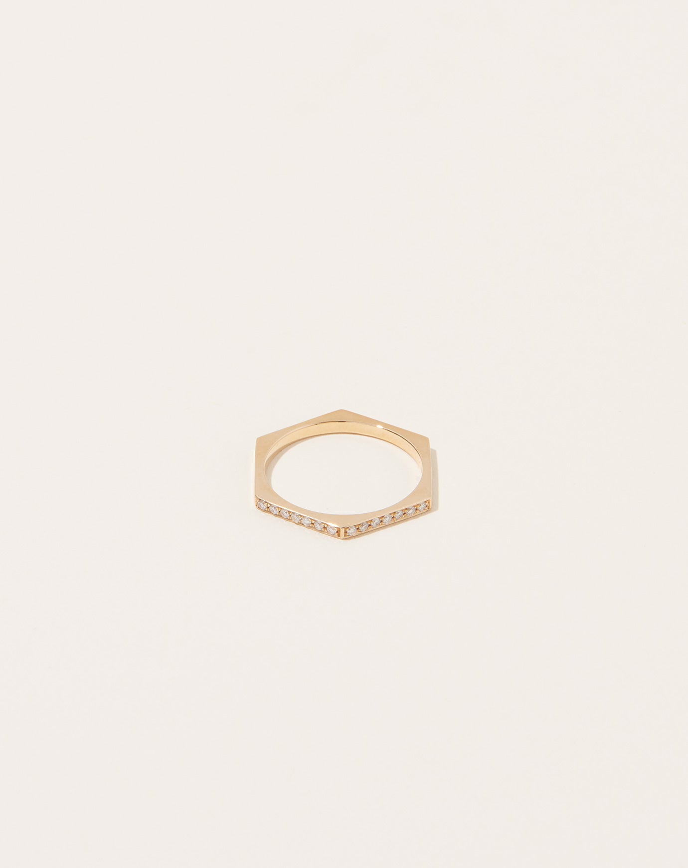 Selin Kent Hex Ring with White Diamonds in 14k Yellow Gold