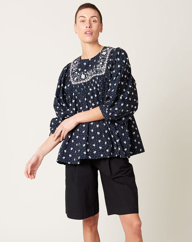 Delphine Blouse Provence in Navy