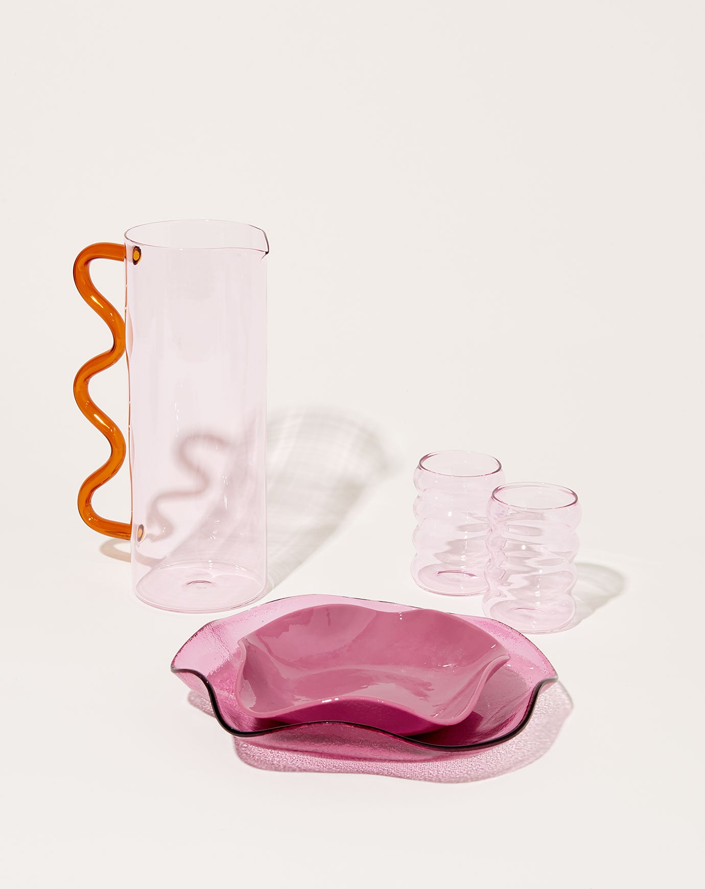 Sophie Lou Jacobsen Wave Pitcher in Pink with Amber