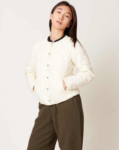 Crewneck Down Jacket in Off White