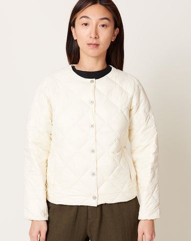 Crewneck Down Jacket in Off White
