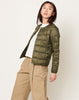 Taion Crewneck Snap Down Jacket in Dark Olive