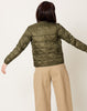Taion Crewneck Snap Down Jacket in Dark Olive