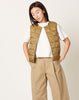 Taion Crewneck Snap Down Vest in Beige