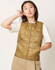 Taion Crewneck Snap Down Vest in Beige