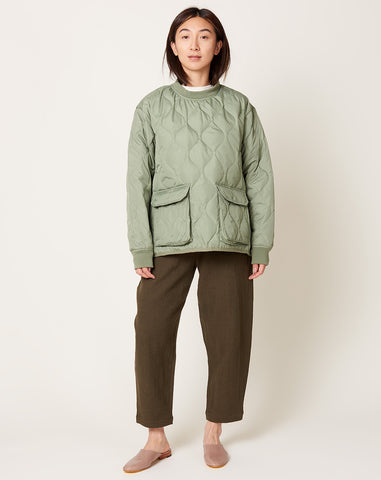 Military Down Pullover in Sage Green