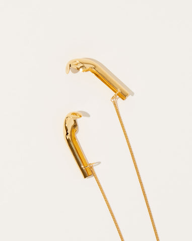 Gold Double Airpod Caps on Chain