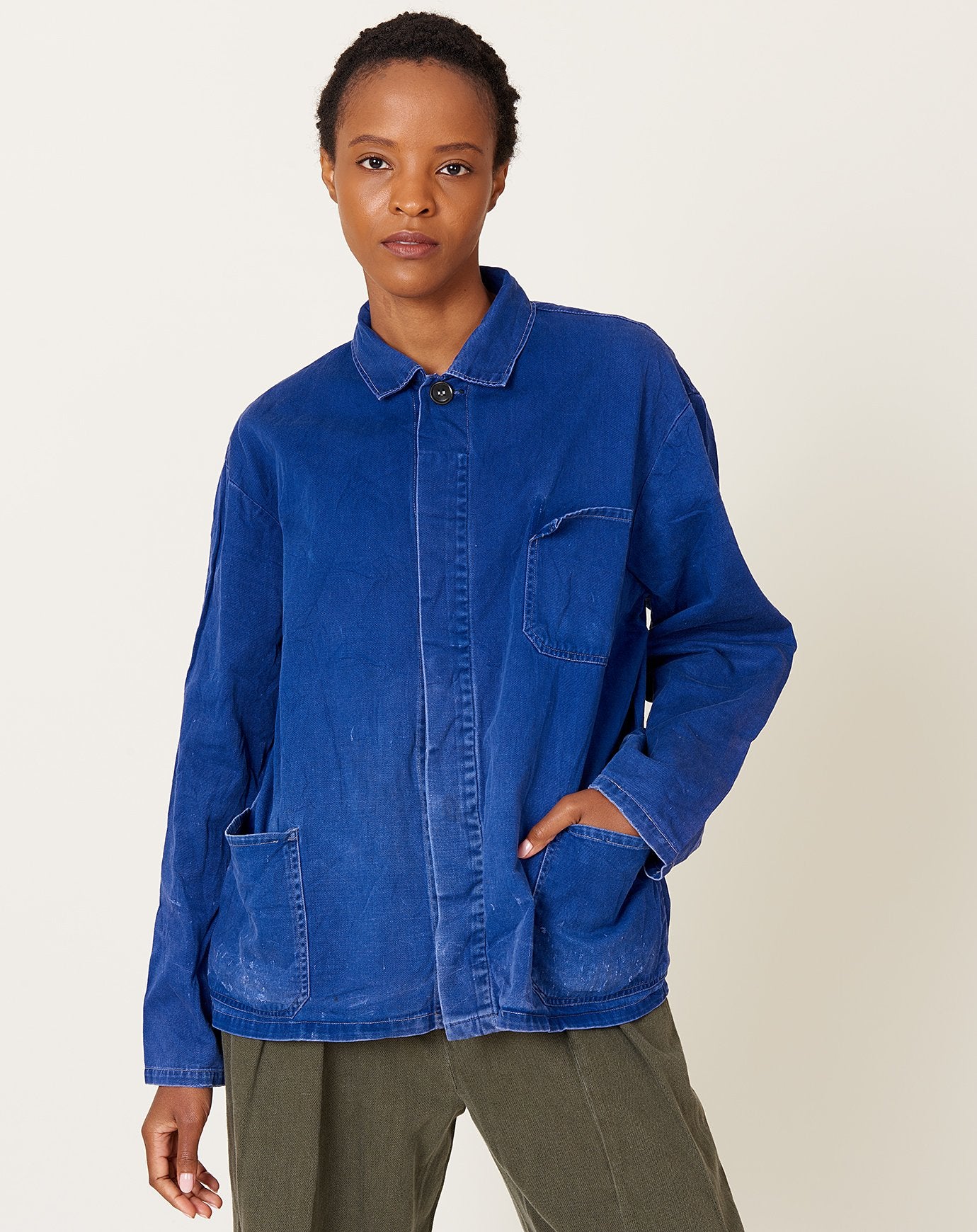 Solid Indigo Textured Chore Jacket